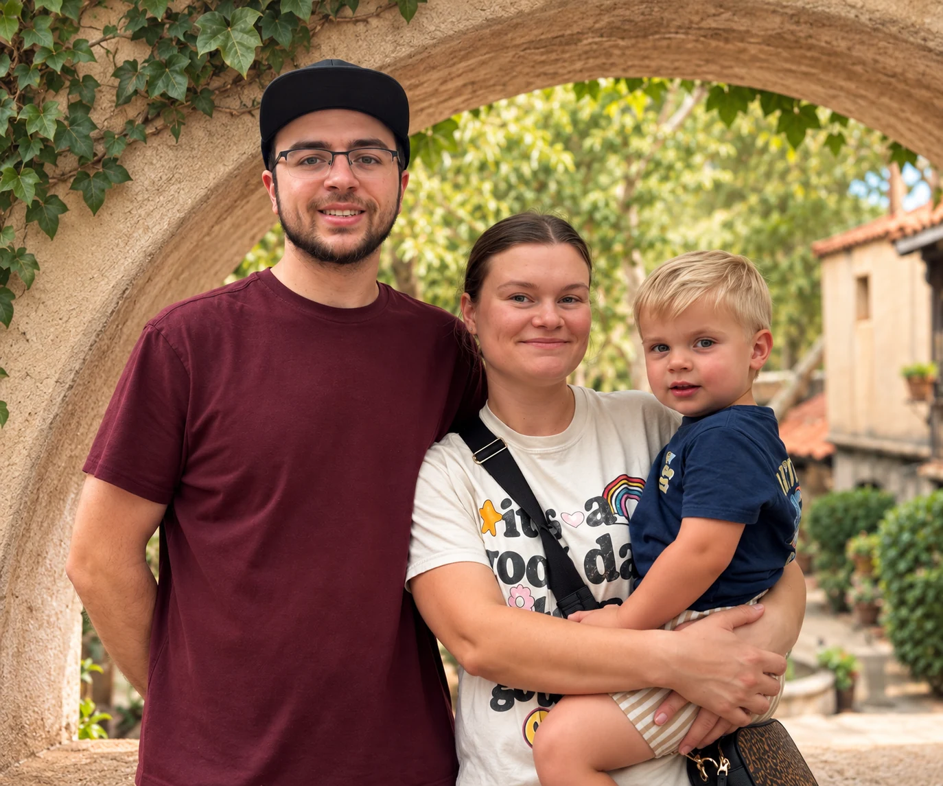 Adam with his family outdoors