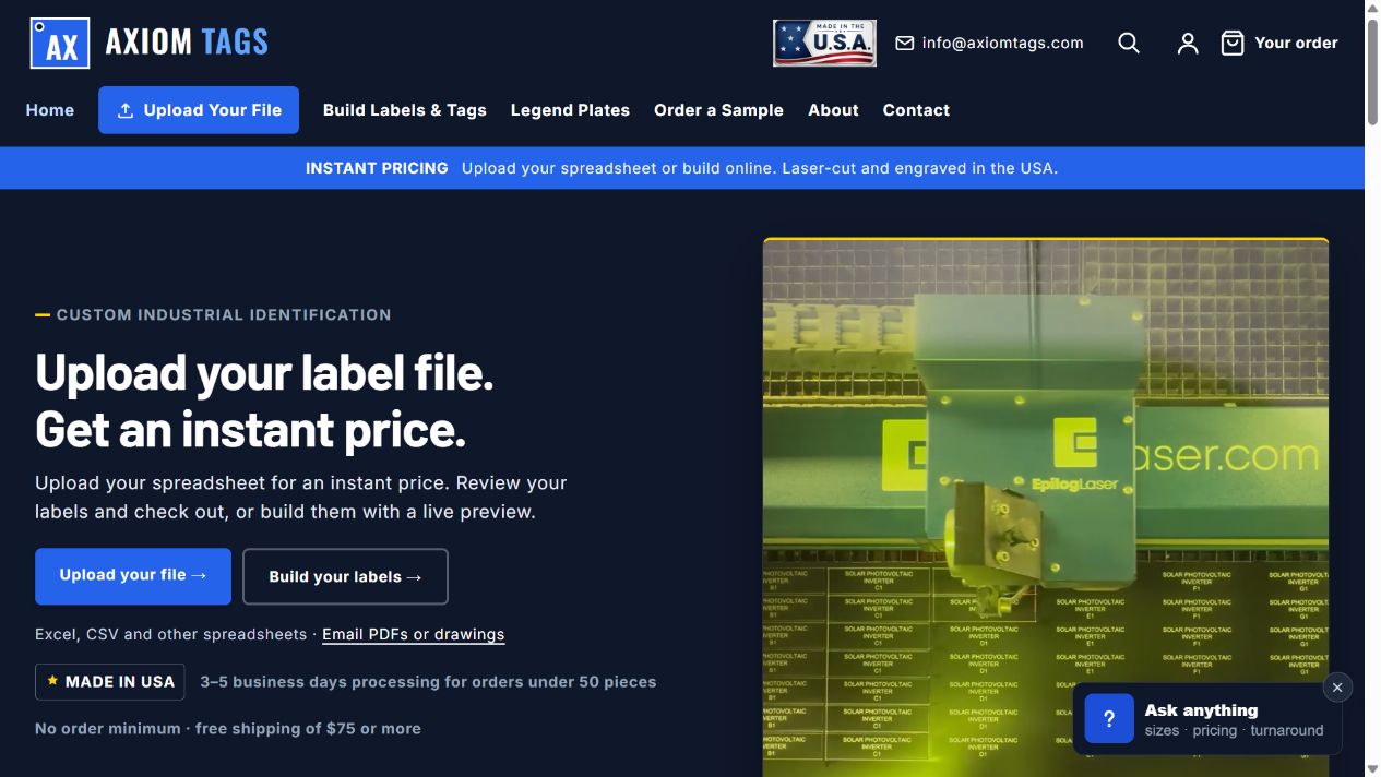 Axiom Tags — Storefront interface
