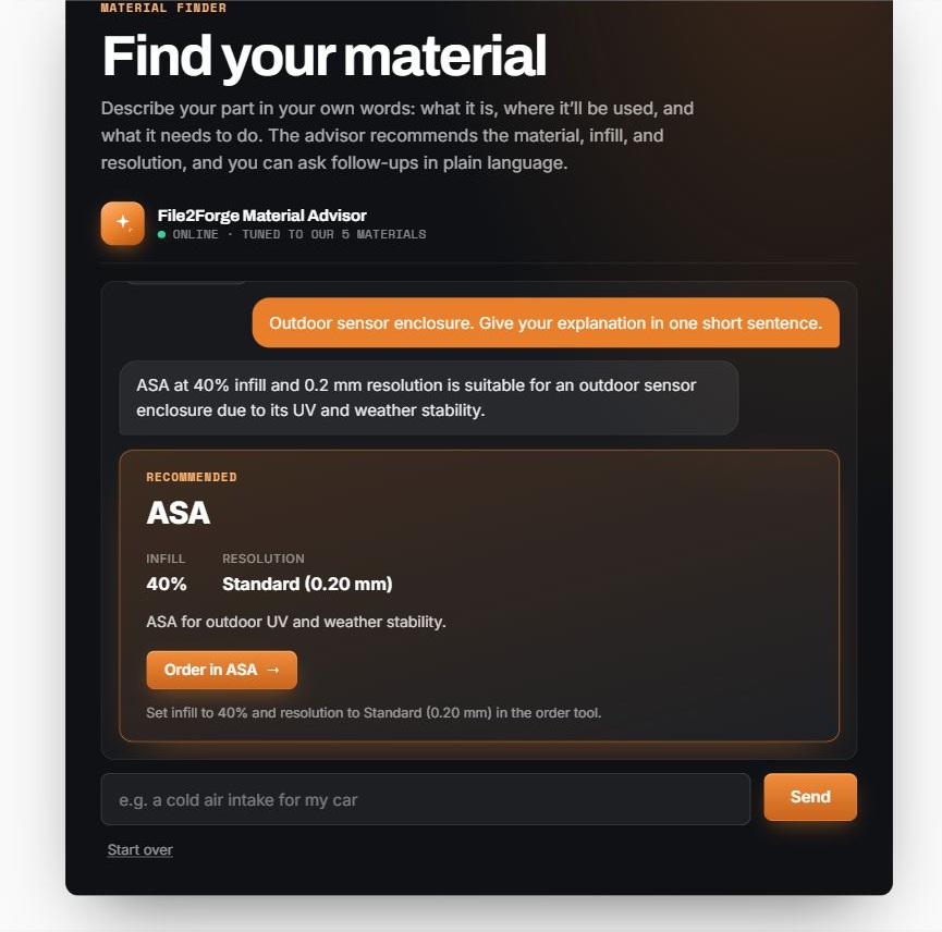 File2Forge — AI advisor interface
