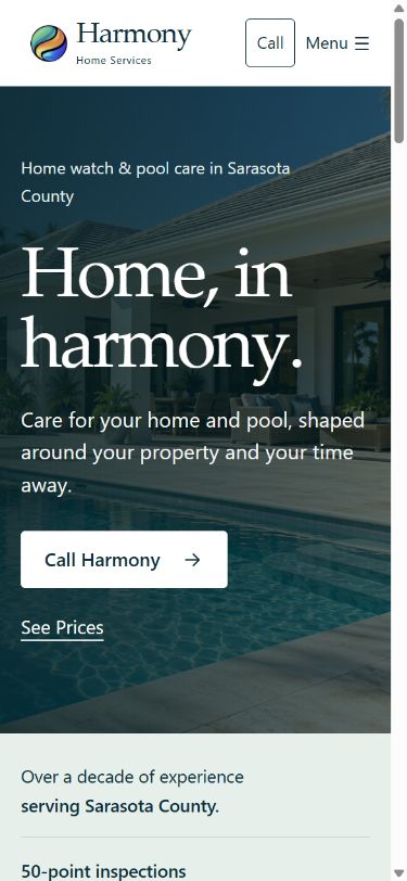 Harmony Home Services — On a phone interface
